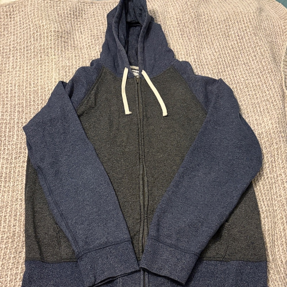 Sonoma Men's Navy and Charcoal Zip-Up Sweater
